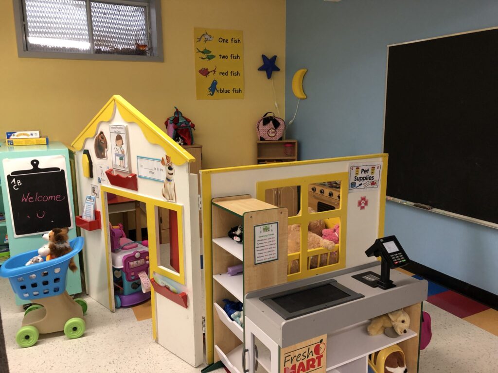 House corner play at Lessard Playschool preschool program west Edmonton